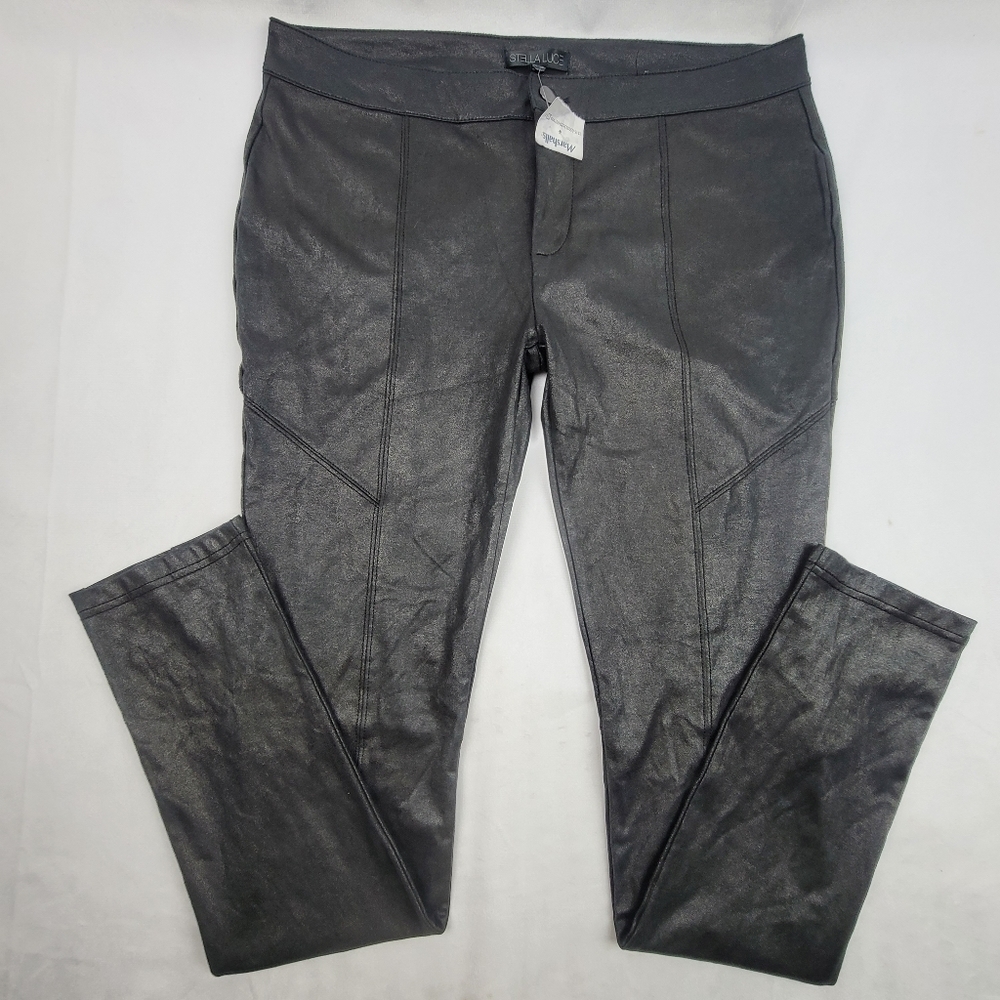 NWT‎ Stella Luce metallic faux suede zip skinny pan